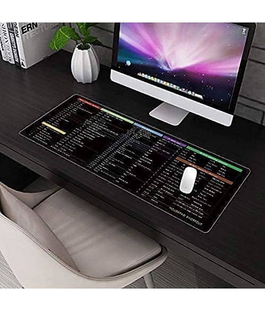 Large Anti-Slip Keyboard Pad with Excel Shortcuts, Spacious Work Surface, Black view 2