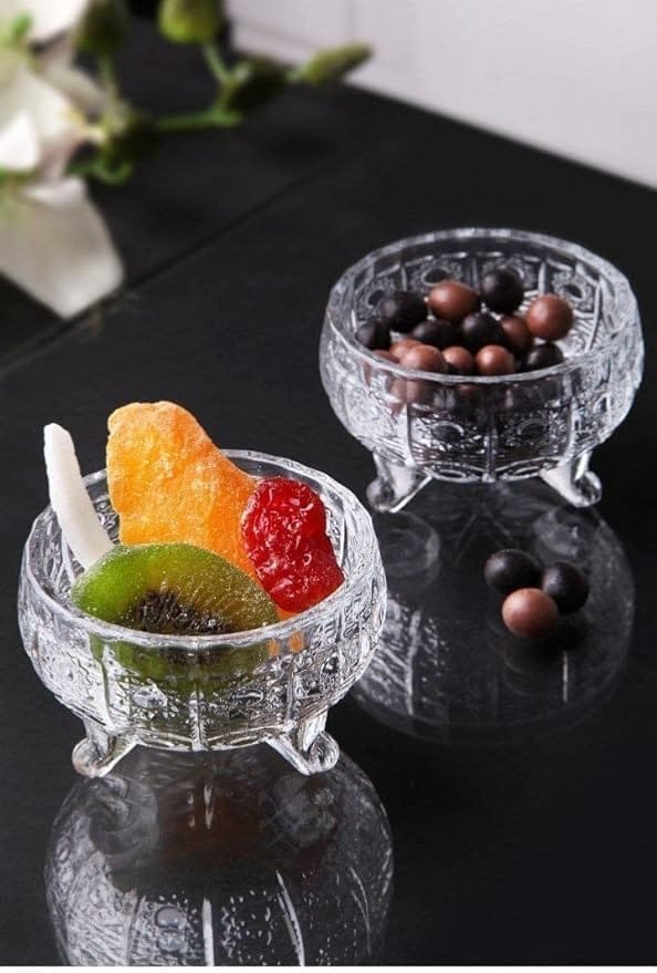 Sweets Serving Bowls | Crystal Glass Cups | 100 ML | Medium Size Bowl for Snacks, Pudding, Dessert, Fruits and Other Kitchen Purpose | Set of 6 view 2