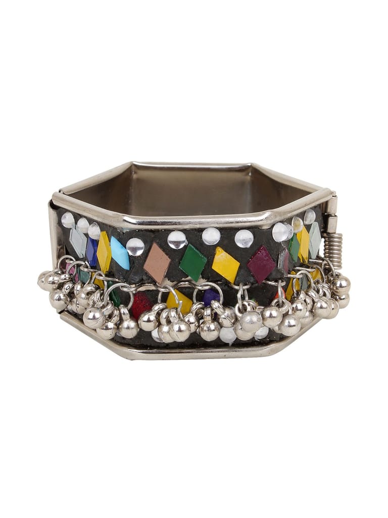 Cardinal Oxidized Multicolor Minakari Gungroo Mirror Adjustable Bracelet Size 2.6 view 2