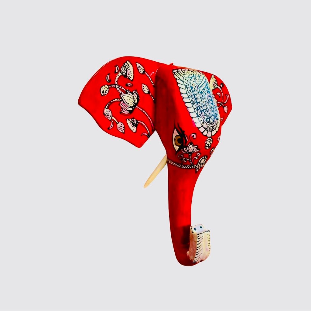 WOODEN ELEPHANT HEAD WALL HANGING view 2