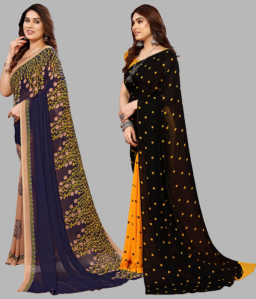 ANAND SAREES Georgette Printed Saree With Unstitched Blouse Piece ( Multicolour ) view 2