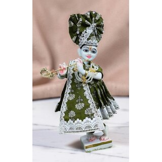 Handcrafted Radha Krishna Poshak Dress with elegant Border and Dupatta view 2