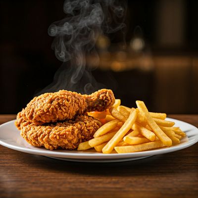 1 Crispy Boneless Chicken Strip + 1 Pc Crispy Chicken + French Fries