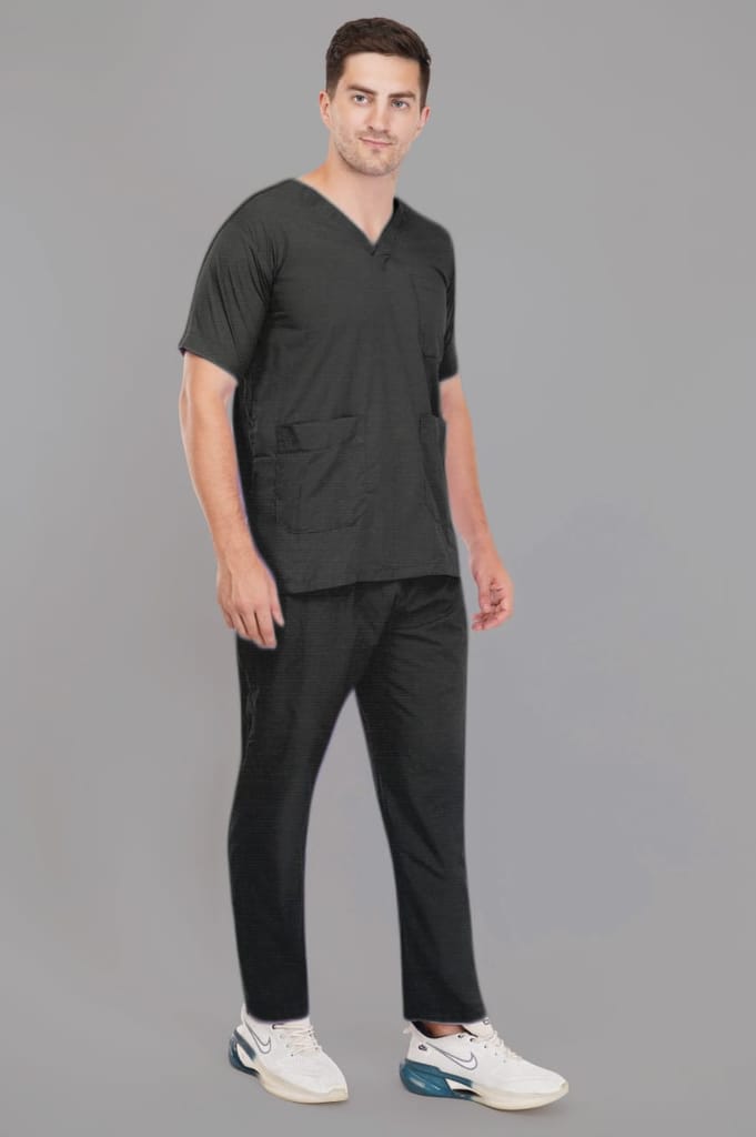 Scrub Suits || Unisex | Polycotton, Stylish, Comfortable |Half Sleeves | Ideal For Health care Professionals | Color (Black) Sizes S - XXL view 2