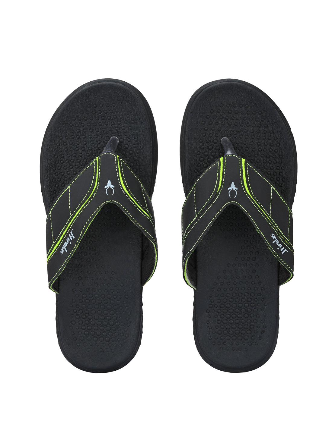 Hirolas® Men's Black/Green CLOUDWALK | Comfortable | Ultra-Soft | Light-Weight | Shock Absorbent | Bounce Back Technology | Water-Resistant Slippers (HROFF31BLG) view 2