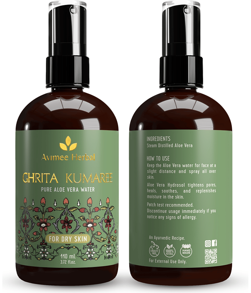 Avimee Herbal Ghrita Kumaaree Aloe Vera Water Pure Hydrosol for Dry Skin Deep Hydration 110 ml (Pack of 1) view 2