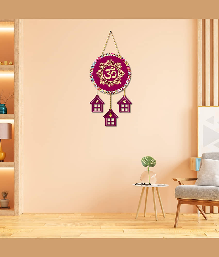 Positive Vibe Lifestyle Wood Om Wall Hanging Wall Sculpture Maroon - Pack of 1 view 2