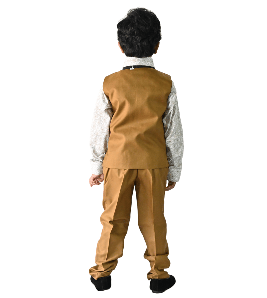 JOYHAAT Kids Boy's 4 Piece Jacket Suit For Party/Wedding/Formal/Festival With Brown Color view 2