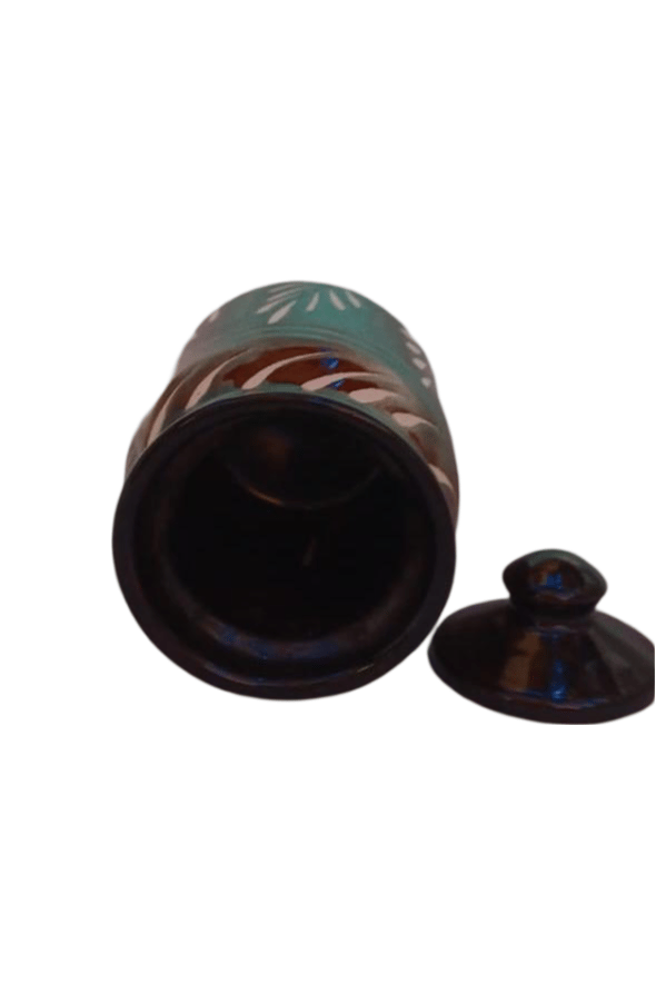 Handmade ceramic pickle jar with lid view 2