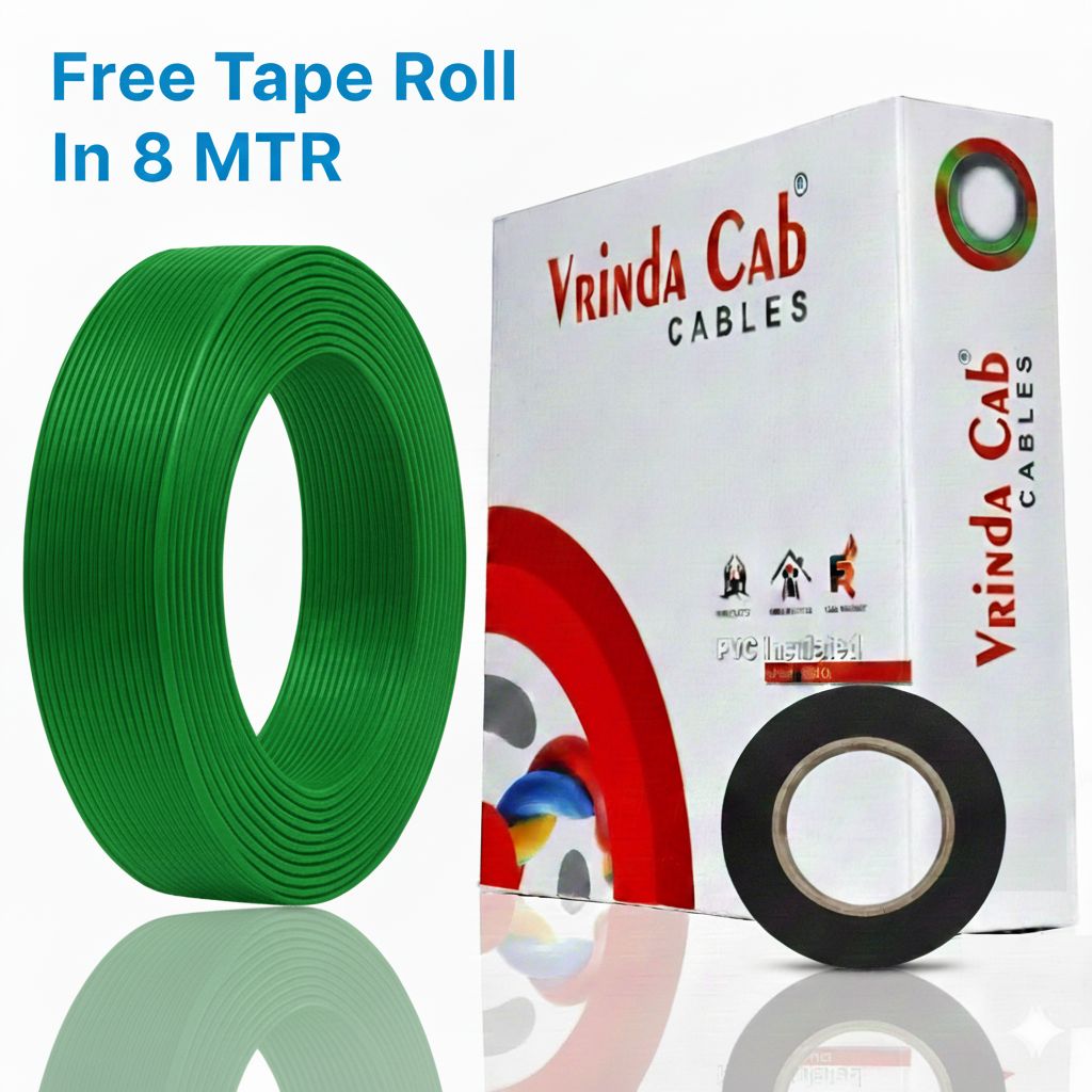 VRINDA Green 1mm 90 Meter Wire | FR PVC Insulated CCA Copper Electrical Cable for Home, Office & Industrial Wiring view 2