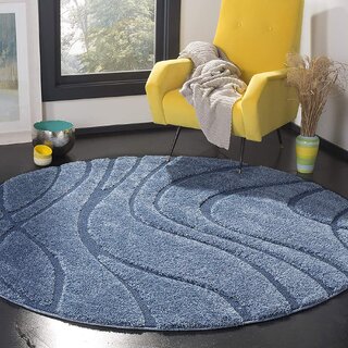 GALLERY HOME Silky Smooth Anti-Skid Shaggy Round Carpet with 2 inch Thickness (5 x 5 Round, Sky Blue Q10) view 2