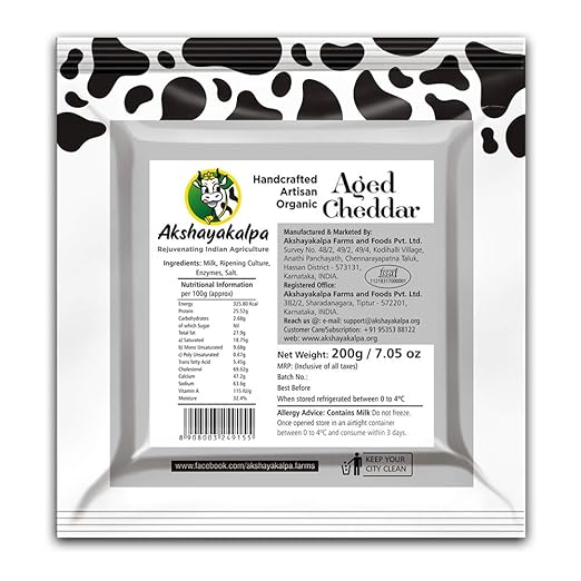 Akshayakalpa Organic Cheddar Plain Aged Cheese, 200 Gm view 2