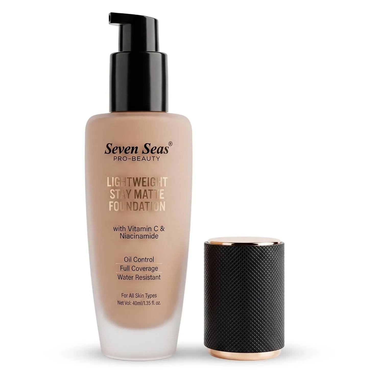 Seven Seas Stay Matte Lightweight Foundation for Face Makeup, Oil Free, Full Coverage, SPF 15, Suitable for All Skin Types, Non-comedogenic, Hypoallergenic, Paraben Free Liquid Foundation 40ml (Tawny) view 2