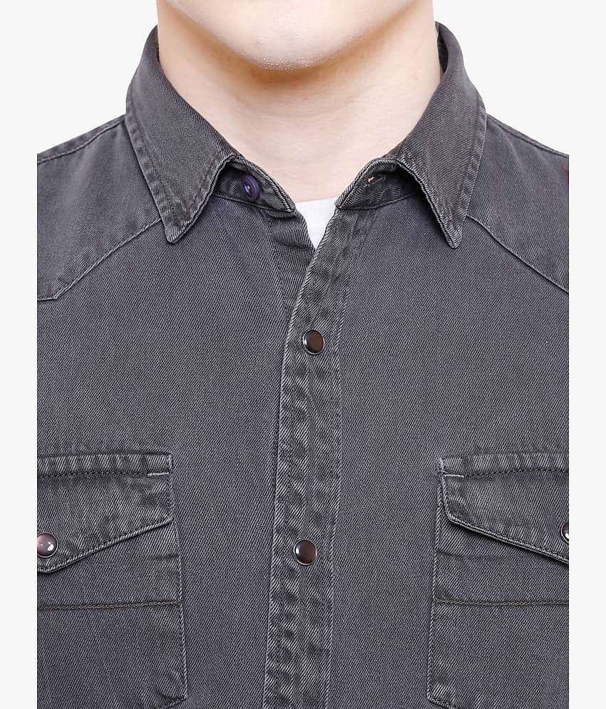 Kuons Avenue 100% Cotton Regular Fit Solids Full Sleeves Men's Casual Shirt - Grey ( Pack of 1 ) view 2