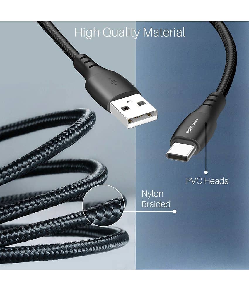 Portronics Konnect A Type -C Cable:1M Type-C Cable with PVC Heads ,Black (POR 1161) view 2