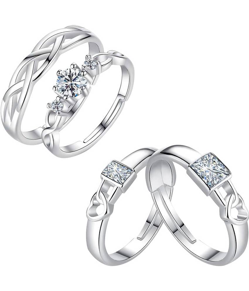 ShreejiHuf - Silver Couple Ring (Pack of 1) view 2