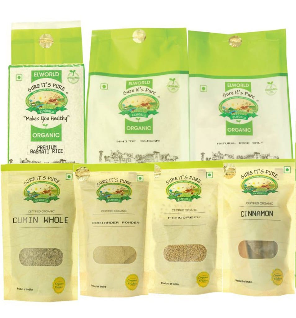 ELWORLD AGRO & ORGANIC FOOD PRODUCTS Combo Pack of Essential Kitchen Items - Multigrain Atta, Spices, Pulses, Rice, Oil, Ghee view 2