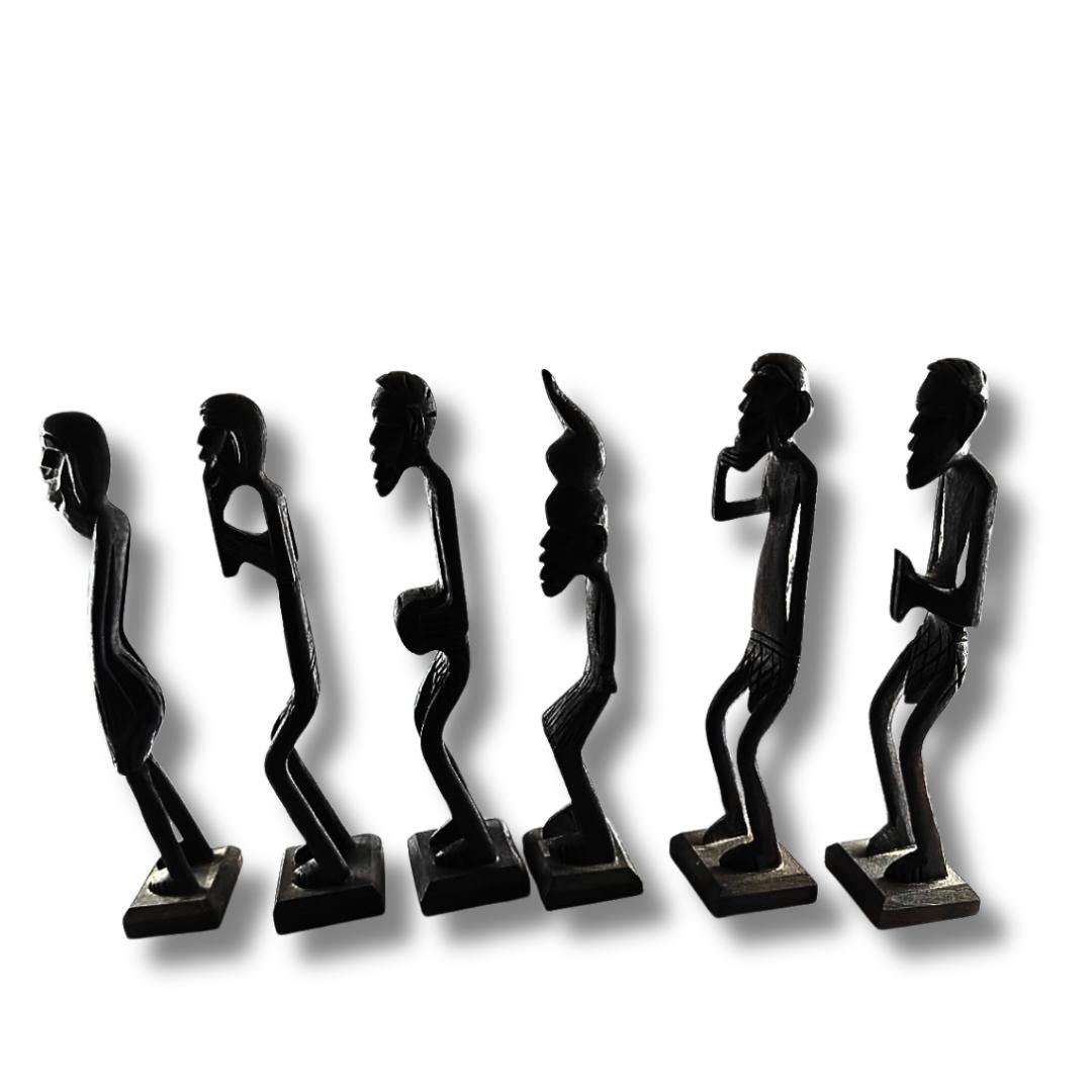 Handcrafted African Tribal Wooden Figurines Set of 6 view 2