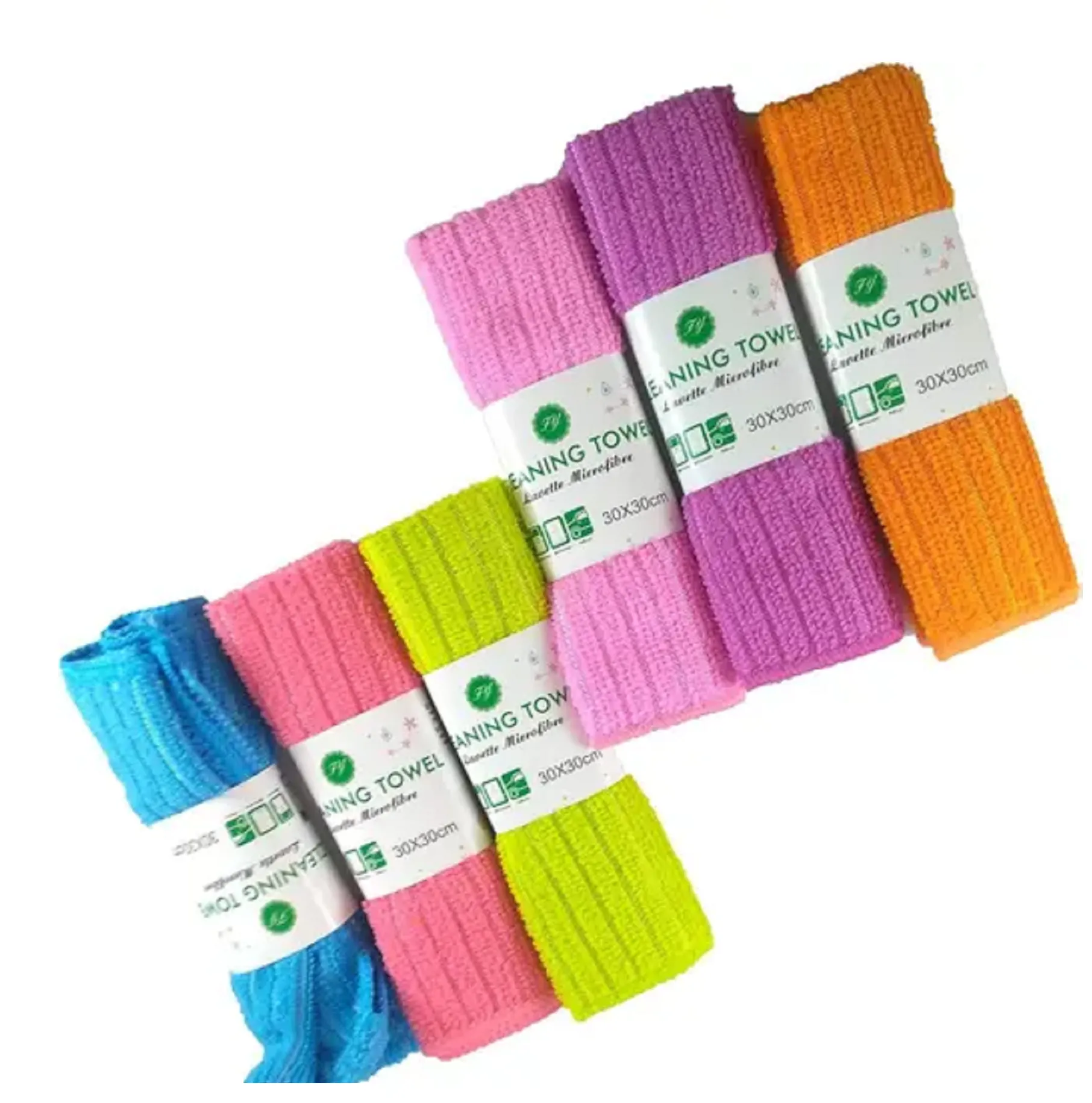 Multi-Purpose Microfiber Cleaning Cloths Kitchen Cloth with Strips Kitchen Towels view 2