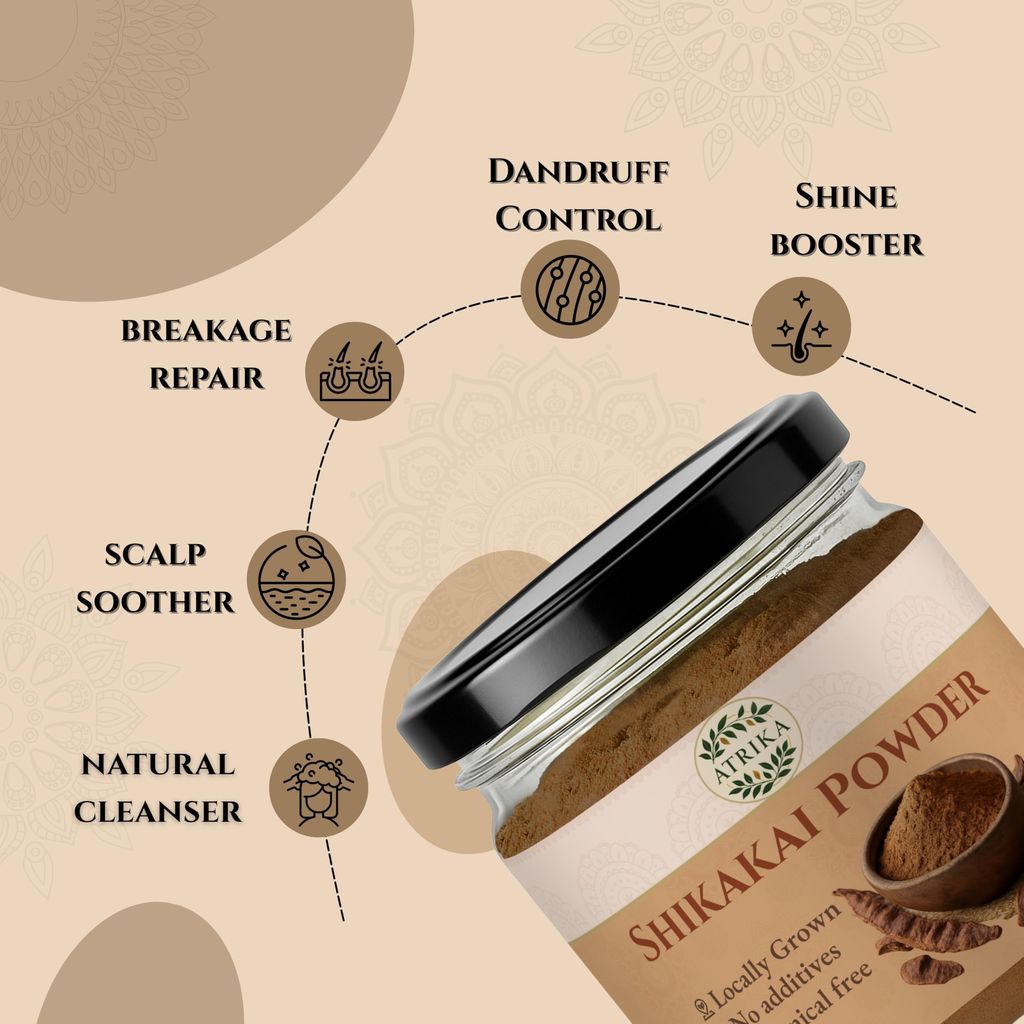 Atrika Shikakai Powder 150g | Natural Hair Cleanser | Herbal Powder for Hair Growth, Dandruff & Shine view 2
