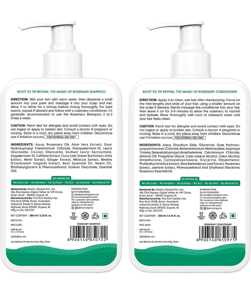 Aravi Organic Pure Rosemary Shampoo & Rosemary Conditioner For Healthy Hair Growth (Pack of 2) view 2