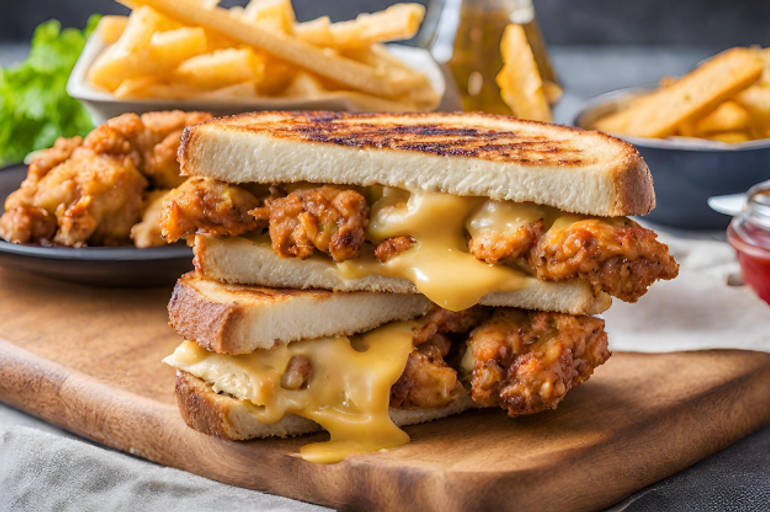 Grilled Chicken Cheese Double Decker Sandwich