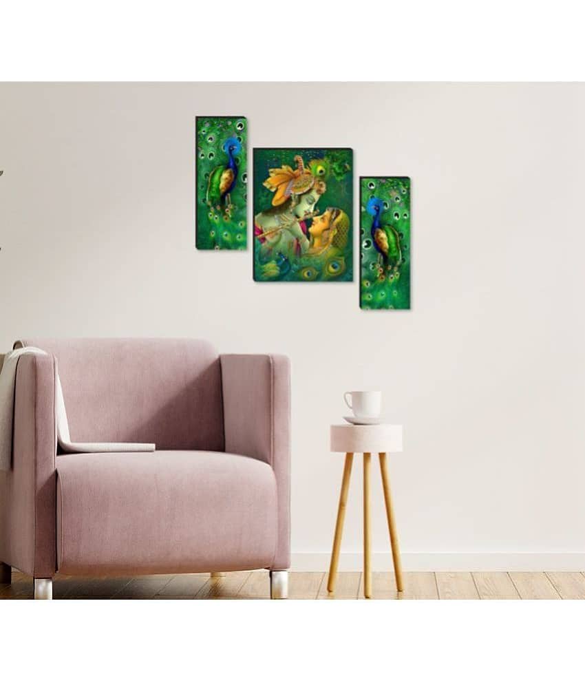 SNDArt Set Of 3 Radha Krishna Wall Paintings For Home Decor 12 x 18 inch view 2
