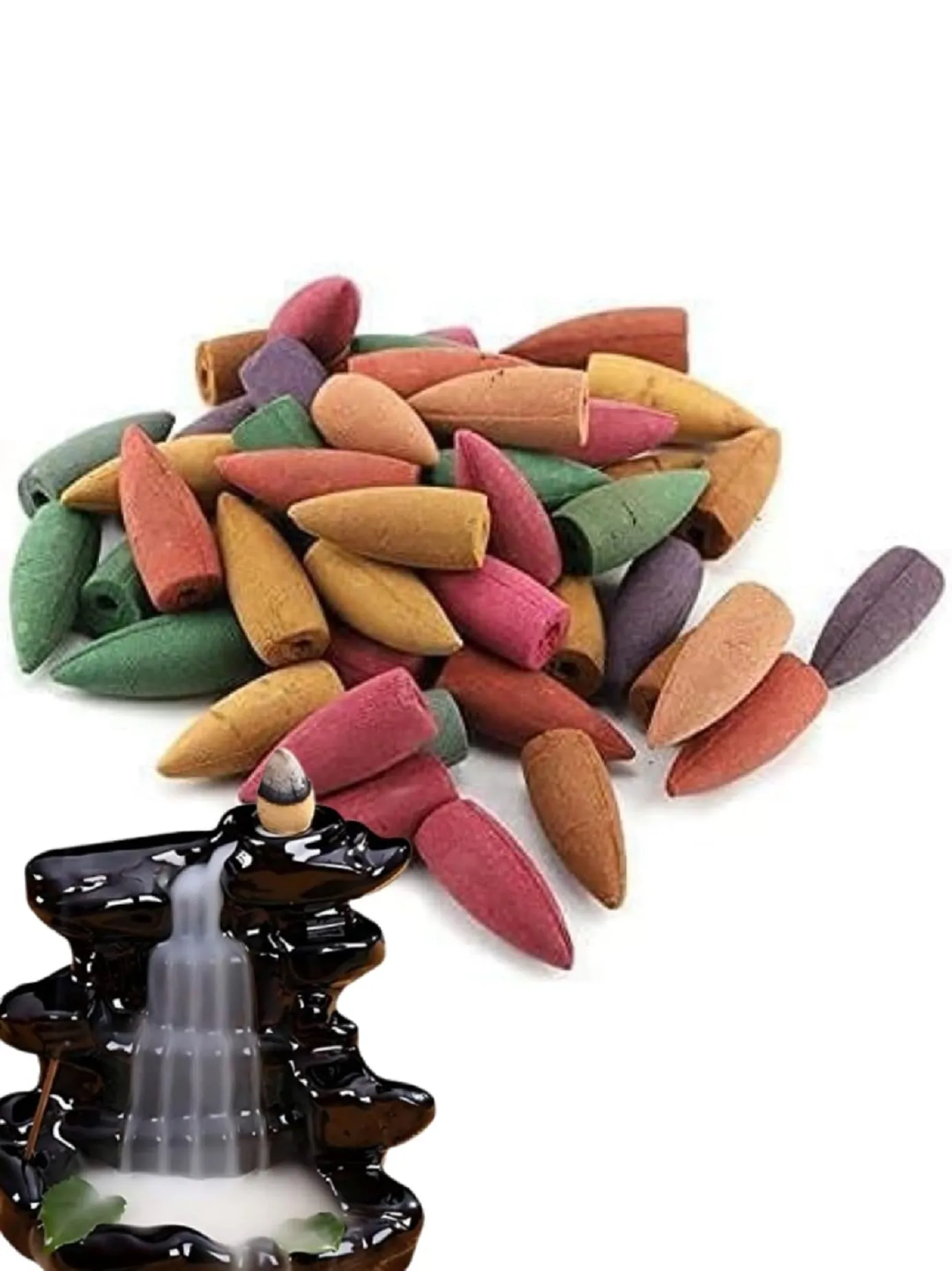 100 Cones Multi Color, Unscented Backflow Dhoop Cones, for backflow Smoke Fountain and backflow Incense Burner, for Pooja, Special Occassions, Smoke Fountain view 2