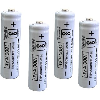 (Pack of 4) AA 1800mAh 1.2V Rechargeable Batteries | Ideal for Toys, Trimmers, Remotes & Gadgets