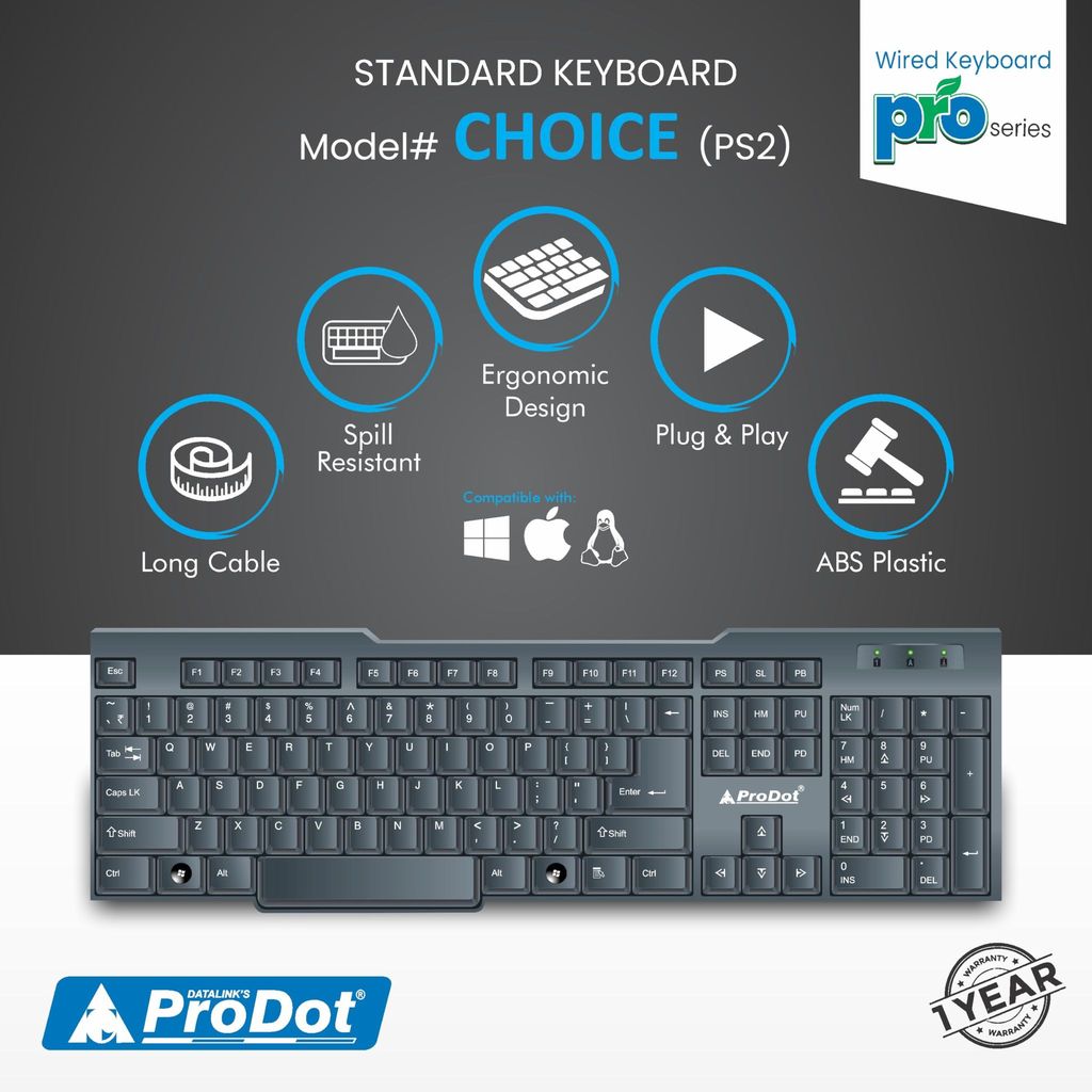 ProDot Choice �Made in India� Wired PS2 Standard Keyboard (Black) view 2