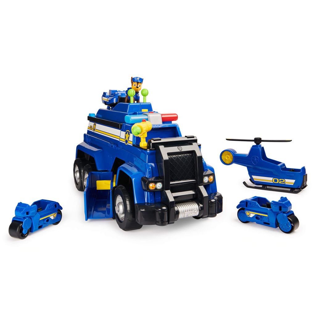 Paw Patrol Chases 5-in-1 Ultimate Police Cruiser - Car with Lights and Sounds, 2 Motorcycle, a Helicopter and a Boat for Kids Aged 3 and up view 2