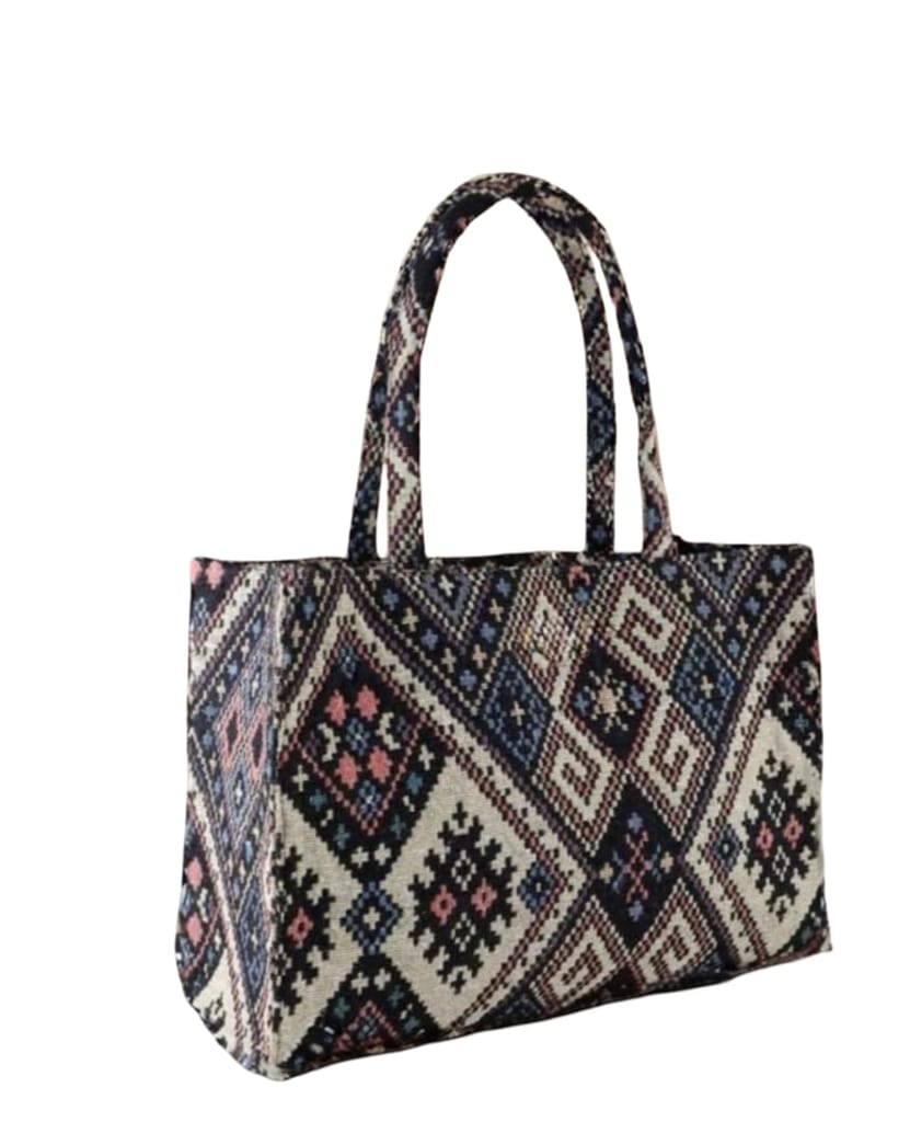 Traditional Kilum Geometric Pattern Tote Bag view 2
