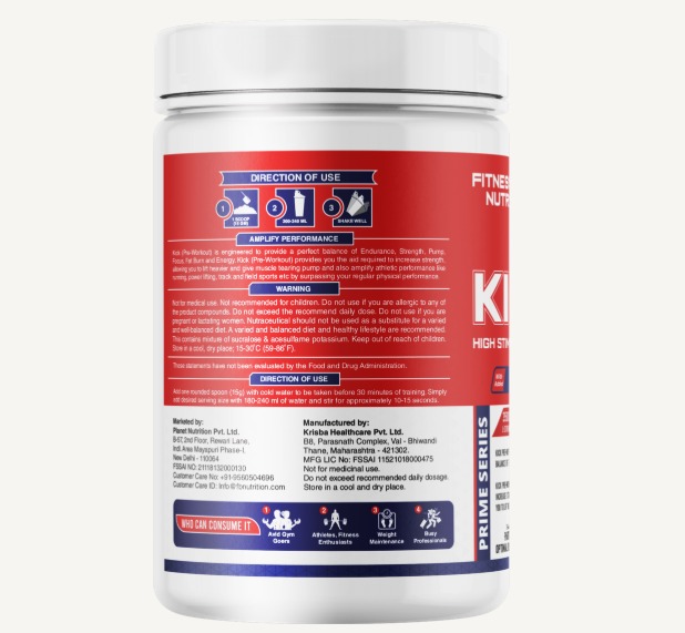 Fitness Buzz Nutrition I Prime Series I Kick High I Stim Pre-Workout I With Added Electrolyte Blend I 3500mg L-Citrulline I 3500mg Beta-Alanine I 200mg Caffeine I 1000mg Creatine I Nutraceutical I Veg I Pink Lemonade 400 GM view 2