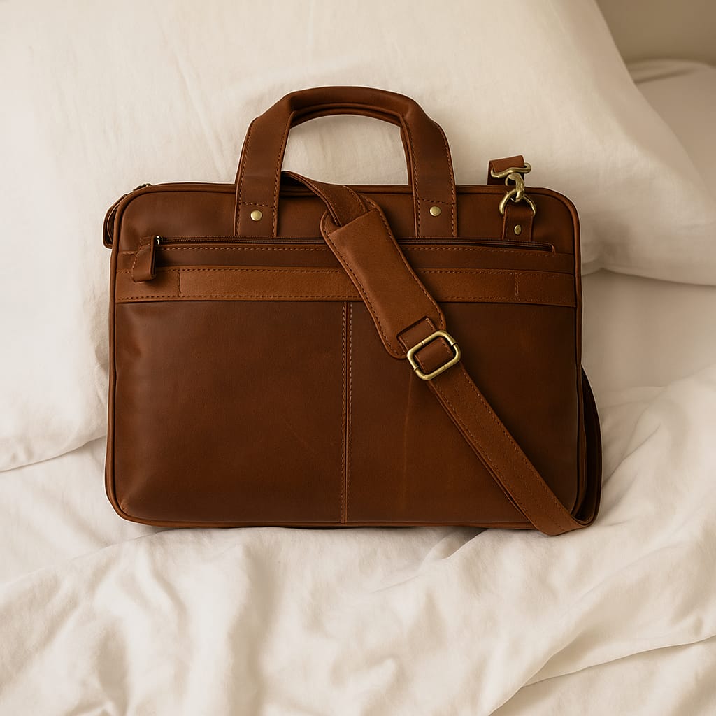 Brown Leather Bag with Shoulder Strap view 2