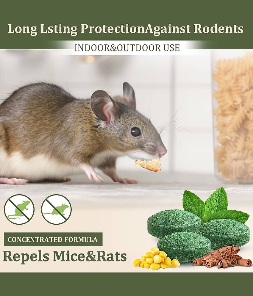 Rat Repellent,Peppermint Oil Mouse and Squirrel Deterrent for Indoor-Outdoor Garage, Rat Poisoning for Inside Home, Natural Repellent to Keep Rodents Out of Car, Rat Controller Pills (1) view 2