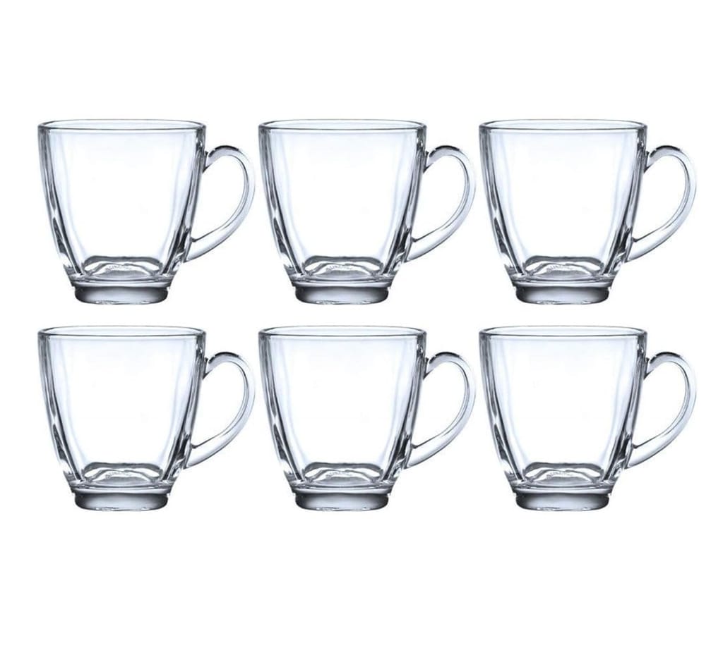 Coffee Glass Mug Set Transparent Heat-Resistant Cups for Green Tea, Lemon Tea, and Coffee (180ml, Set of 6)