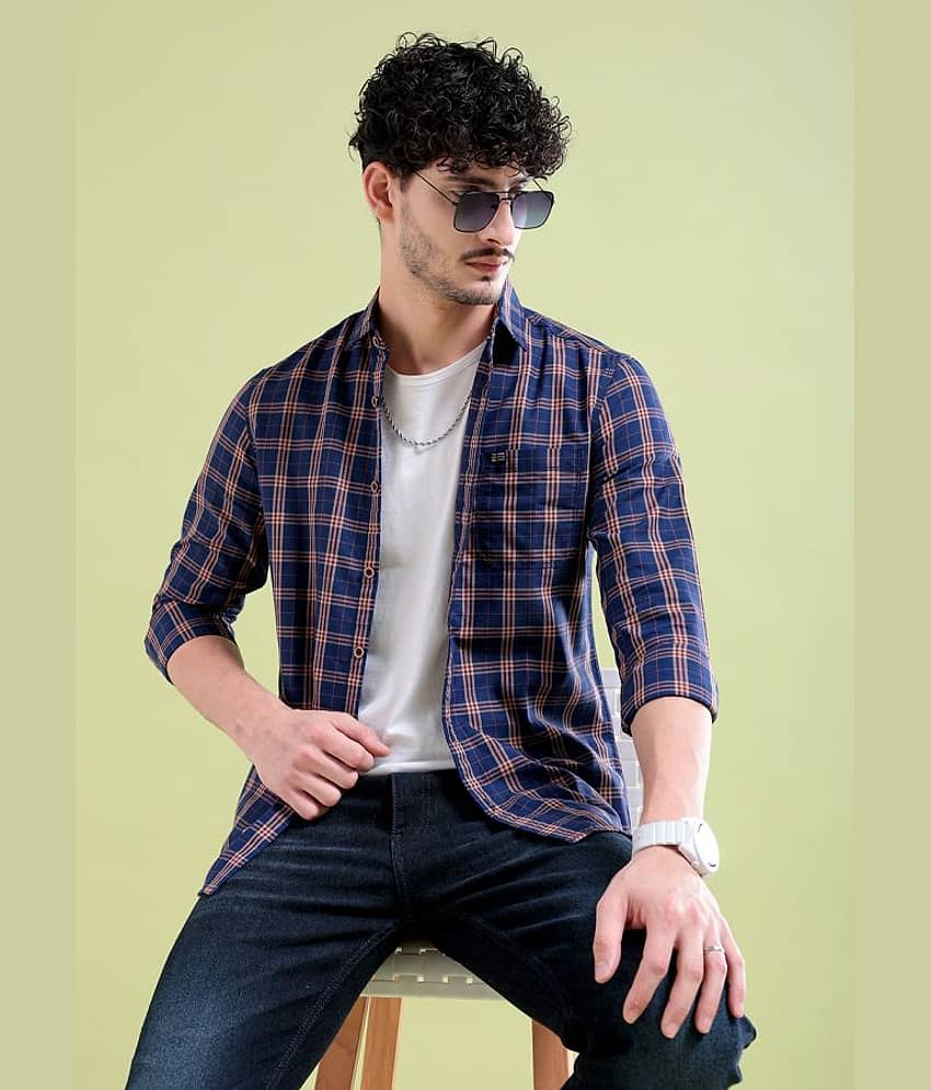 The Indian Garage Co. 100% Cotton Slim Fit Checks Full Sleeves Men's Casual Shirt - Red ( Pack of 1 )