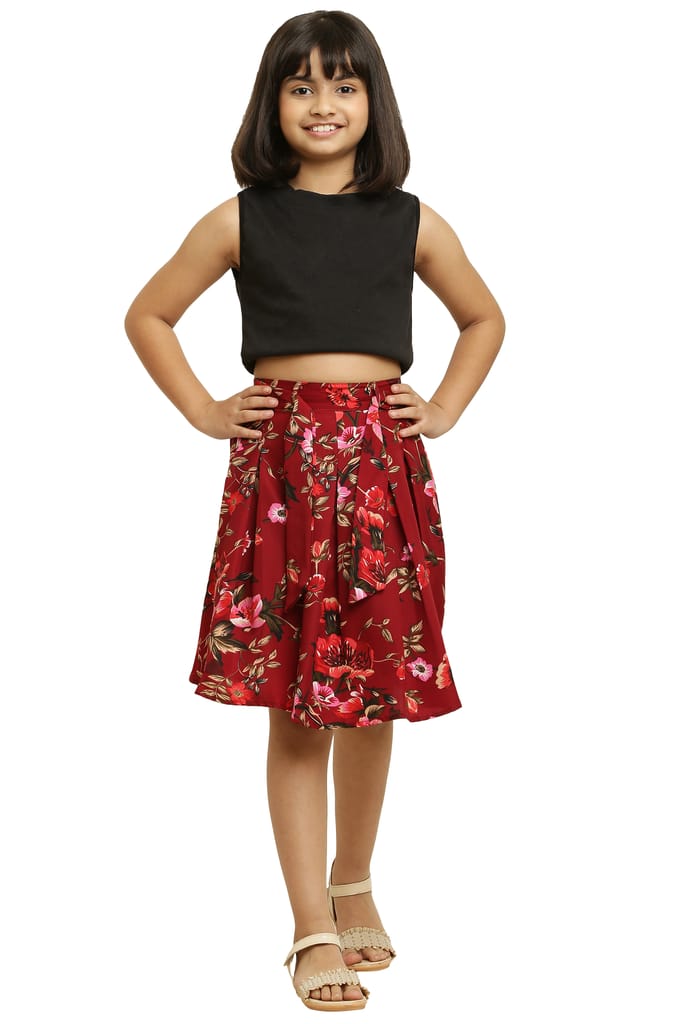 Cute Fancy Brown & Pink Pair Skirt For Girls. view 2