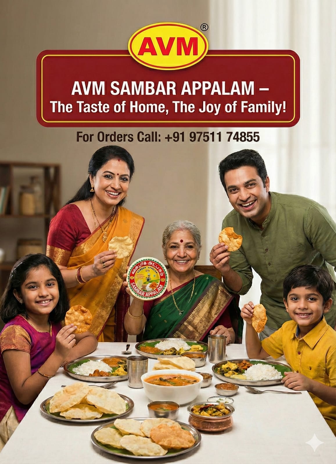 Sambar Appalam 200 gm 4 inch Pack Of 2 view 2
