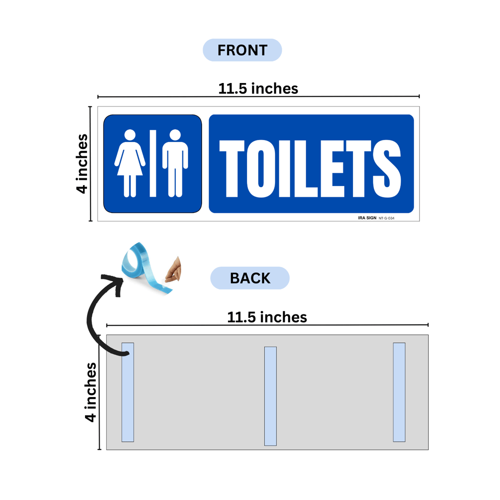 Sleek Toilet PVC 3mm thick Sunboard Sign for door Office/Restaurant/School (Size: 29cmX10cm) view 2