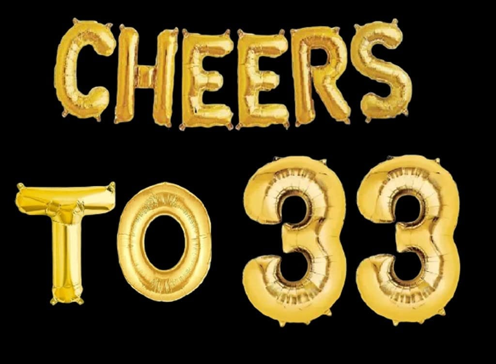 Partyzon Gold Cheers to Birthday Foil Balloon Combo Party Decoration for Anniversary Celebration 16 Inches view 2