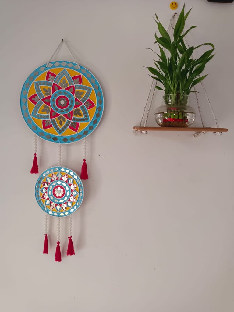 Rema Fabtex Art - Handmade Wooden Lippan Wall Art (10 inch X 10 inch, Blue) view 2