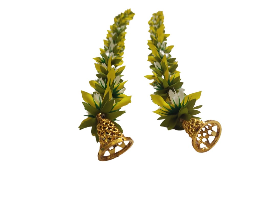 Artificial Marigold Flower Garland for Home Decor White and Green view 2