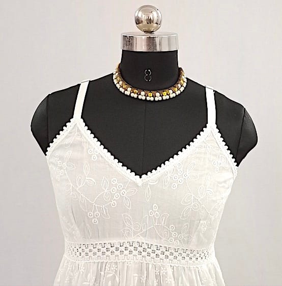 NV91533/E001-NV91533/E004 -Pure Comfort: Ankle-Length Pure Cotton White Dress view 2
