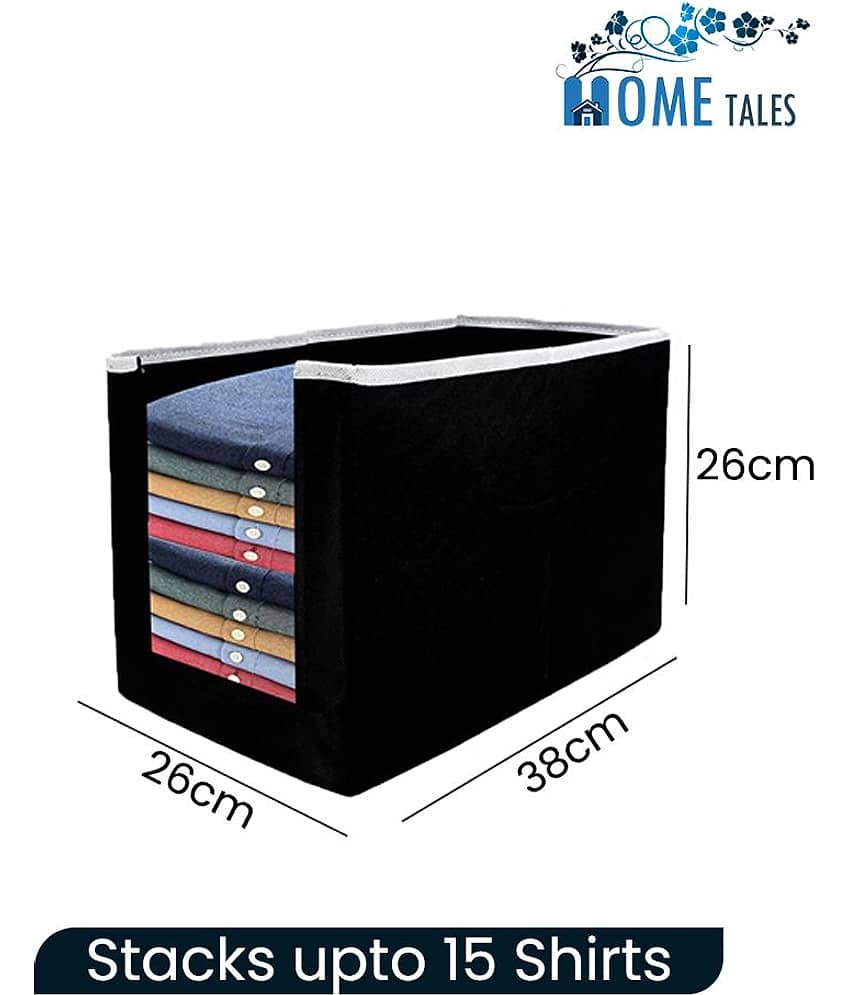 Non-Woven Shirt Stacker & Cloth Organizer,Black (Pack of 6 ) view 2