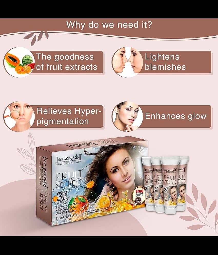 Aaryanveda Fruit Secrets Facial Kit, Nourishing & Brightening Treatment for Glowing Skin, 80g view 2