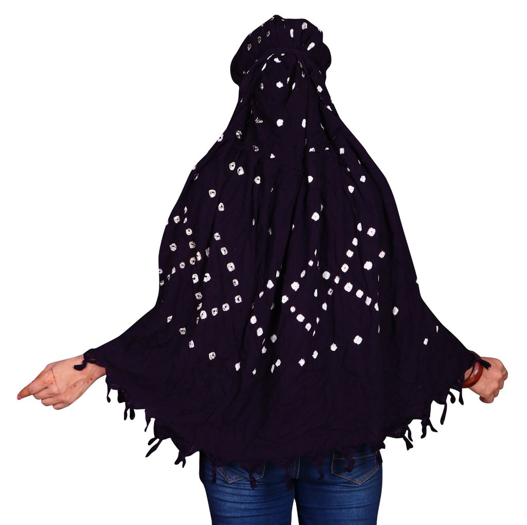 Women's Blue Bandhani Cotton Scarf view 2