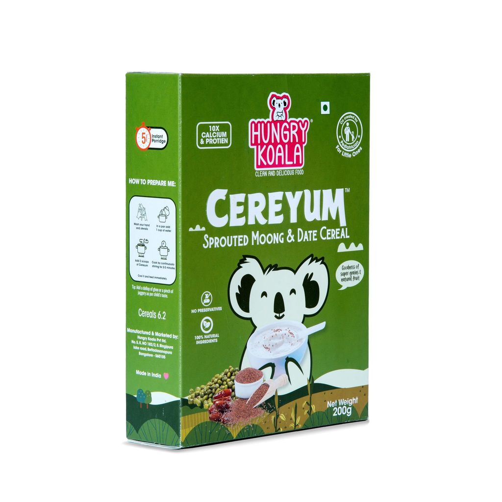 HUNGRY KOALA Cereal Made With Natural Ingridients Millet Apple Ragi Banana Sprouted Moong & Dates For Kids To Grow Healthy No Preservative Or Additives Or Maida 200 Grams Pack Of 3 view 2