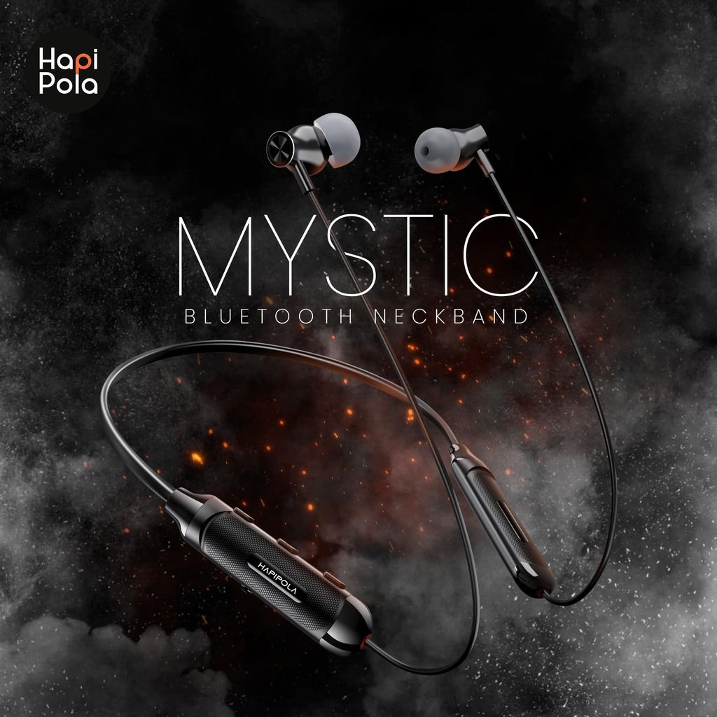 HAPIPOLA Wireless Earphone Mystic | Bluetooth | 18 HRS Playback | 250 HRS Stand-by in Line Mic | Volume Control | BT 5.0 Micro USB Charging | Dual Pairing view 2