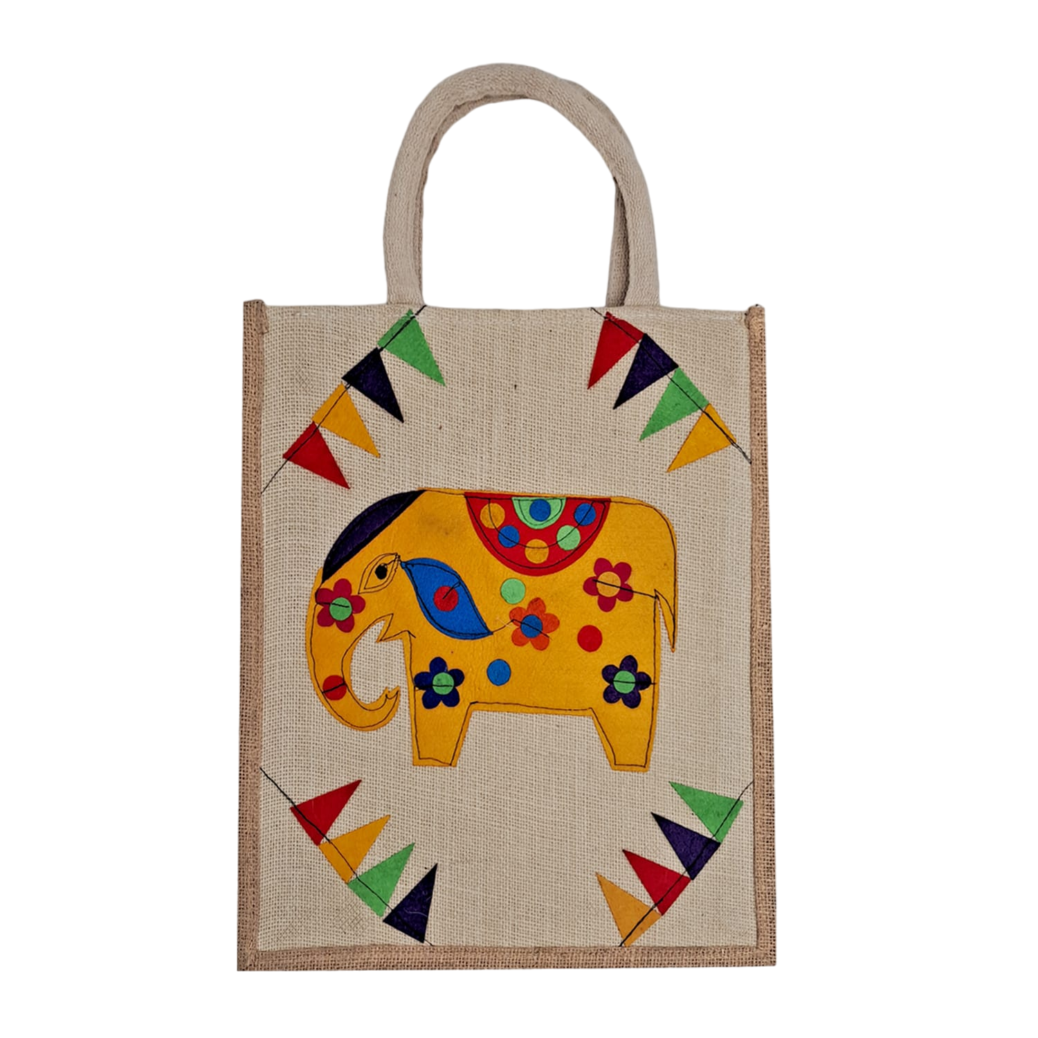 Stylish Eco-Friendly Jute Applique Handwork Bag for Office, College, and Travel - Durable & Waterproof